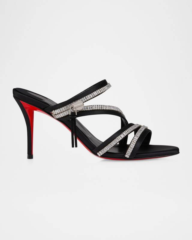 Meryl Zip Strass Satin Red Sole Sandals